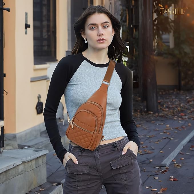 Sling Bag for Women Crossbody Leather Fanny Packs Chest Bag Fashion Sling Backpack Travel JASGOOD