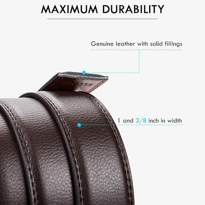 BOSTANTEN Mens Belt Leather Ratchet Belt For Men Dress and Casual with Adjustable Buckle, Trim to Fit