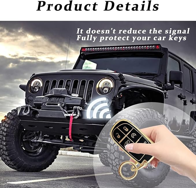 for Jeep Key Fob Cover Keychain Soft Full Protection Key Case Shell, Car Accessories for Man,Girls, Women, Compatible with Jeep Smart Key 3 4 5 Buttons Protector(Black)