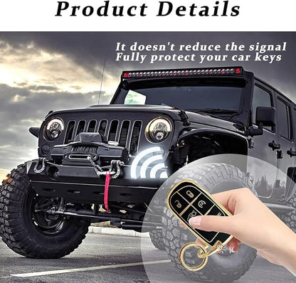 for Jeep Key Fob Cover Keychain Soft Full Protection Key Case Shell, Car Accessories for Man,Girls, Women, Compatible with Jeep Smart Key 3 4 5 Buttons Protector(Black)