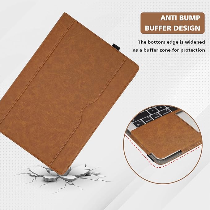 TYTX Compatible with MacBook Air 13 Inch Leather Case, for Model A2337 M1 A2179 A1932 2018-2021 Retina Display Touch ID, PU Leather Laptop Case with Pocket for Papers and Pen Holder, Brown