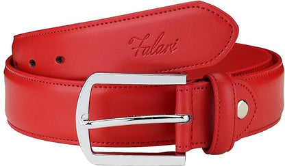 Falari Men Genuine Leather Casual Dress Belt With Single Prong Buckle, Classic Style Belt