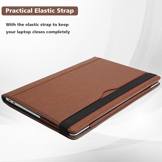 TYTX Compatible with MacBook Air 13 Inch Leather Case, for Model A2337 M1 A2179 A1932 2018-2021 Retina Display Touch ID, PU Leather Laptop Case with Pocket for Papers and Pen Holder, Dark Brown
