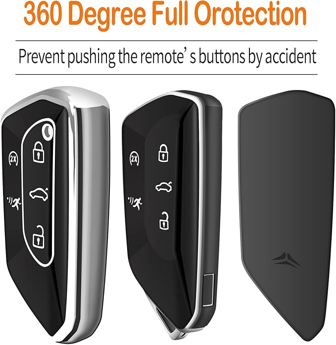 Sindeda for Volkswagen Key Fob Cover with Keychain Soft Full Protection Key Shell Key Case Compatible with VW MK8 Golf/GTI Skoda Octavia (Silver)