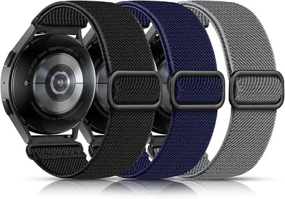 Lerobo Elastic Bands Compatible with Samsung Galaxy Watch 8 7 6 5 4 40mm 44mm/Galaxy Watch 8 Classic 6 4 Classic 43mm 47mm 42mm 46mm/5 Pro Band 45mm/Active 2,3 Pack 20mm Adjustable Nylon Sport Band