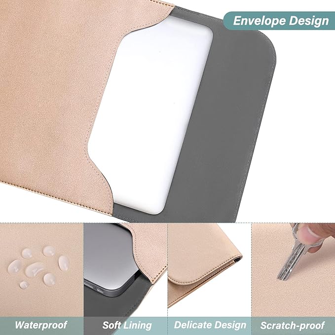 MOSISO Laptop Case 13.3 inch, 13-13.3 inch Laptop Sleeve Compatible with MacBook Neo 13 A18 Pro A3404 /Air 13/Pro 13/Pro 14 M5 M4 M3 M2 M1, Faux Suede Leather Case with Small Bag, Rose Gold