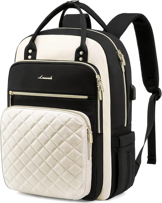 LOVEVOOK Laptop Backpack for Women, Water Resistant Travel Work Backpacks Purse Stylish College Business Teacher Nurse Computer Bag with USB Charging Port, Fits 15.6" Laptop