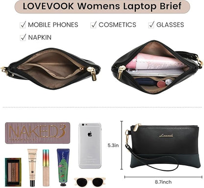 Laptop Bag for Women Leather Laptop Tote Bag Large Computer Bag Waterproof Business Office Work Bag