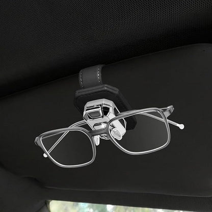 Sunglass Holder for Car Visor, Faux Leather Eyeglass Holder Clip for Car Sun Visor Organizer, Universal One Handed Operation Sun Glass Hanger, Car Interior Accessories for Women Man