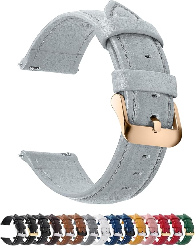 Fullmosa Watch Band, Quick Release Leather Watch Strap for Men Women, Replacement Bands Width 12mm 14mm 16mm 18mm 19mm 20mm 21mm 22mm 24mm