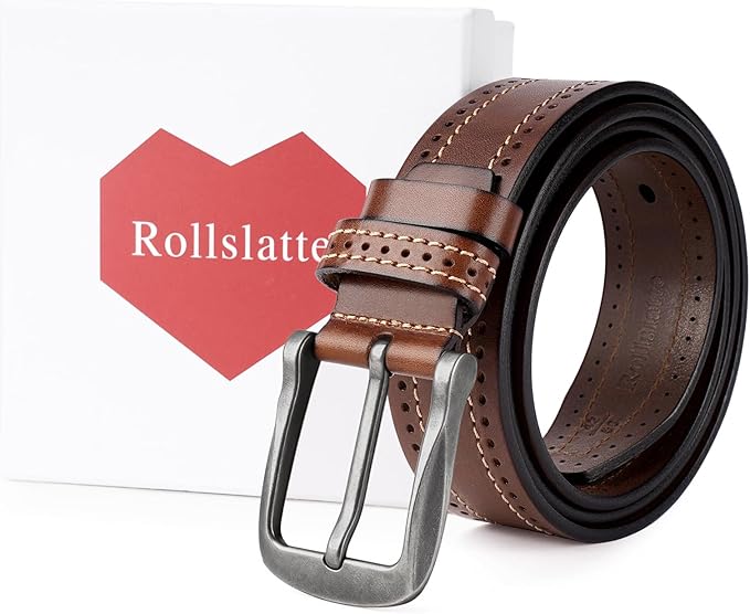 Luxury Full Grain Genuine Leather Belt Men Gift, 1.5" Wide Vintage Real Leather Western Cowboy Men's Belts