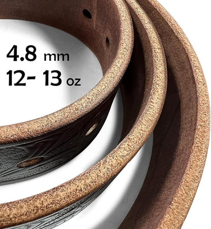 100% One-Piece Full Grain Leather Belt Straps with No Slot Hole/Slot Hole/Heavy-Duty, Multi Options 1-1/2" (38mm) Wide