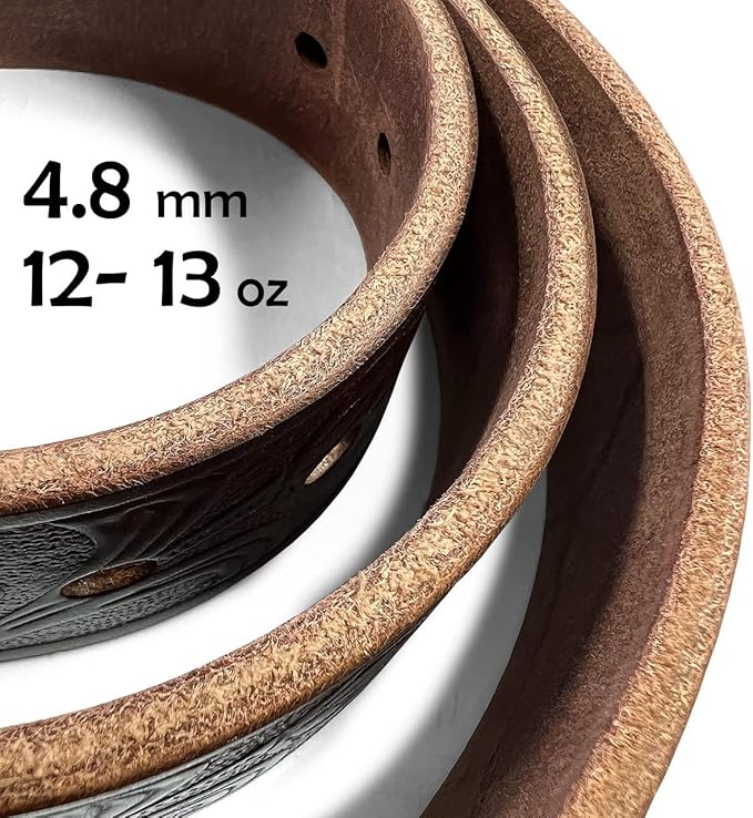 100% One-Piece Full Grain Leather Belt Straps with No Slot Hole/Slot Hole/Heavy-Duty, Multi Options 1-1/2" (38mm) Wide