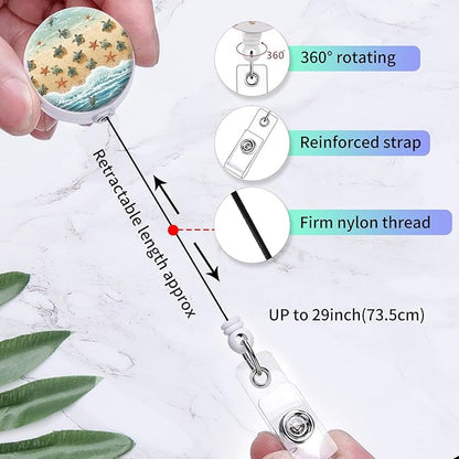 2 Pack Badge Reels Holder Retractable with ID Clip for Nurse Name Tag Card Nursing for Doctor Teacher Student Employee Office Medical Work (Green sea_Turtles)