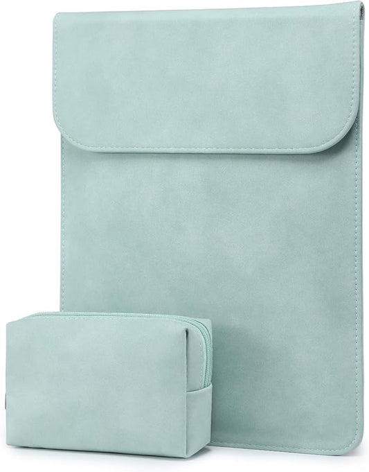 HYZUO 15 Inch Laptop Sleeve Case Bag for MacBook Air 15 M5 A3448 M4 A3241 M3 A3114 M2 A2941 2026-2023, 15" Surface Laptop 7/6/5/4/3, MacBook Pro 15 2019-2016, Faux Suede Leather, Mint Green