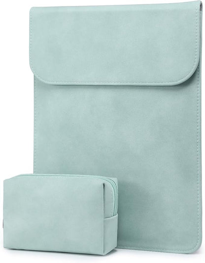 HYZUO 13.3-14 Inch Laptop Sleeve Case for MacBook Pro 14 M5/M4/M3/M2/M1 Pro/Max A3426 A3427 2026-2021, 13.3" MacBook Air/Pro, 13.5-13.8 Surface Laptop, HP Envy 13, Faux Suede Leather, Mint Green