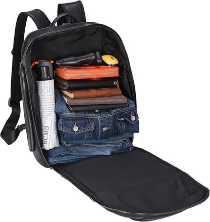 TIDING Genuine Leather Backpack for Men, 17.3 Inch Laptop Bag TSA Friendly Travel Rucksack Hiking Camping Daypack