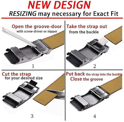 Lingli Men's Belt,Ratchet Dress Belt with Automatic Buckle Brown/Black-Trim to Fit-35mm wide