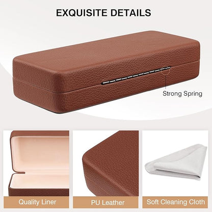 Marvolia Glasses Case Hard Shell Square Large Eyeglasses Case PU Leather Protective Case for Sunglasses Eyeglasses