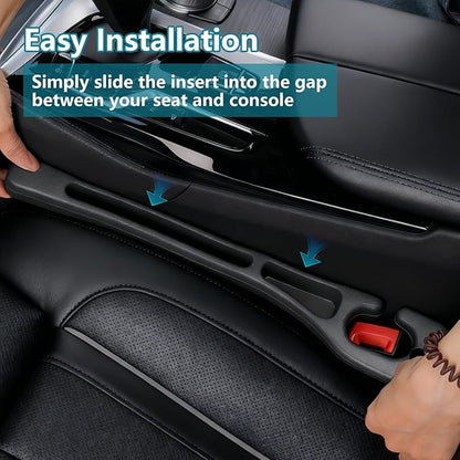 Car Seat Gap Filler Organizer 2PCS, Universal No-Drop Seat Guard with Storage Slot, Easy Install Gap Stopper for Car SUV Truck, Stops Phone/Keys Falling