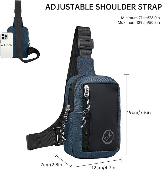 Long Keeper Mini Sling Bag - Women Men Vegan Leather Crossbody Phone Bag Waterproof Travel Running Chest Bag Casual Daypack