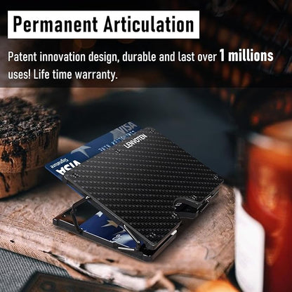 Lenvoten Upgraded Hinged Minimalist Wallet for Men | Slim Metal RFID Blocking Wallet | Credit Card Holder & Money Clip Holds 20 Cards | Premium Scratch-Resistant Finish | Ideal Gift for Men