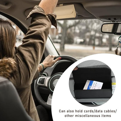 Augeny Sunglasses Holder for Car Sun Visor, Leather Auto Eyeglasses Storage Case with Hidden Magnetic Closure, Protective Glasses Organizer Box, Vehicle Visor Accessories for Woman Man (Beige)