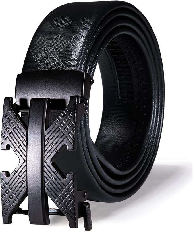 Dubulle Designer Mens Belts, Sliding Automatic Buckle Ratchet Dress Belt TOP Genuine Leather Strap Gifts