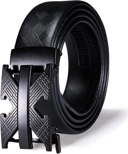 Dubulle Designer Mens Belts, Sliding Automatic Buckle Ratchet Dress Belt TOP Genuine Leather Strap Gifts