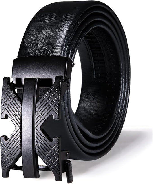 Dubulle Designer Mens Belts, Sliding Automatic Buckle Ratchet Dress Belt TOP Genuine Leather Strap Gifts