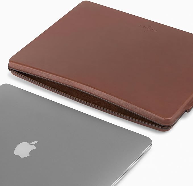Comfyable 13 Inch Faux Leather Laptop Sleeve Case, Slim Protective Laptop Cover Compatible with MacBook Air M5 2026 & MacBook Pro M2 M1 2022, Brown