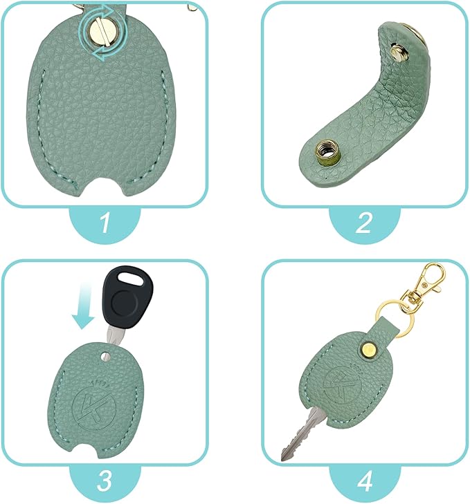 Leather Key Sleeve for Broken Key, Car Key Cover, Key Loop Replacment, Key Fod Protector Keychain for Women/Men