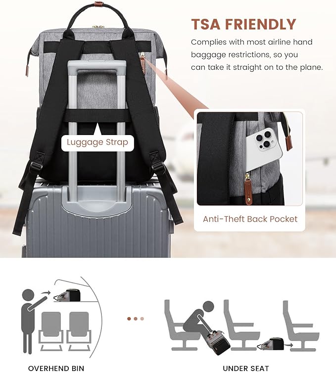 LOVEVOOK Laptop Backpack for Women, 15.6'' Waterproof Nurse Bag Teacher Work Backpack Purse for Women, Travel Computer Backpack for College Office Business Ladies
