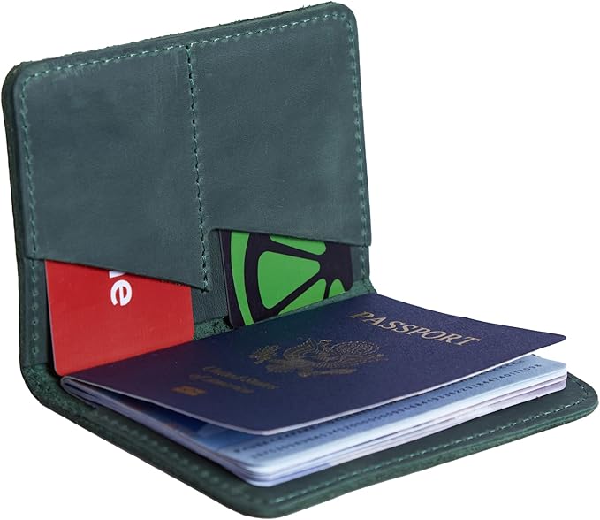 INCARNE US Leather Passport Holder for Travel - Passport Case - Passport Wallet for Men - Passport Cover for Women Sleeve Protector - Travel Essentials Vacation Luggage Travel Gifts - Vintage Green
