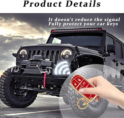 for Jeep Key Fob Cover Keychain Soft Full Protection Key Case Shell, Car Accessories for Man,Girls, Women, Compatible with Jeep Smart Key 3 4 5 Buttons Protector(Red)