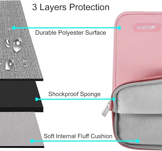 MOSISO Laptop Case 16 inch, 15-15.6 inch Laptop Sleeve Compatible with MacBook Pro 16 M5 M4 M3 M2 M1, HP Acer Dell Lenovo ASUS, Polyester Vertical Computer Sleeve Bag with Pocket, Pink