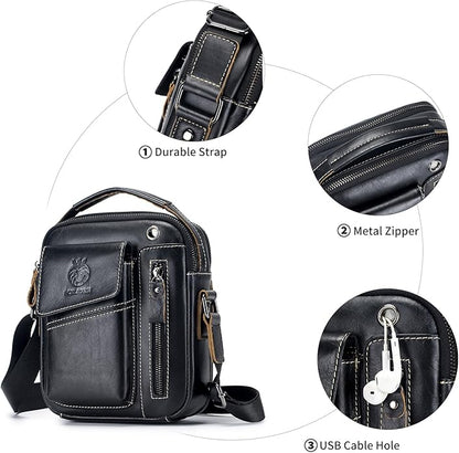Leather Shoulder Bag for Men Small Mens Crossbody Bag Purses Handbags | Small, Genuine Leather, Crossbody, Men Purse, Casual, Daypack