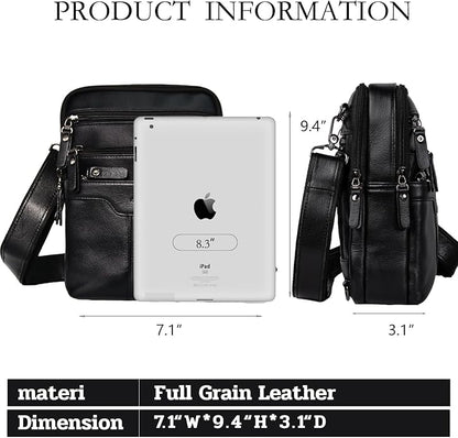 Leather Messenger Bag for Men, Small Leather Sling Shoulder Bag Messenger Pack for Men, Man Purse