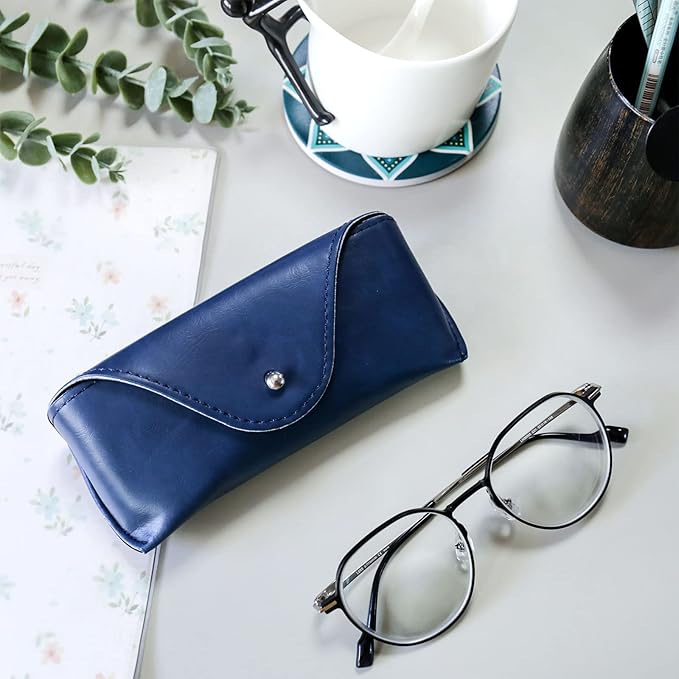 LogHog Portable Leather Glasses Case,Flexible Sunglasses Pouch Slim Case for Women Men Horizontal Eyeglass Case