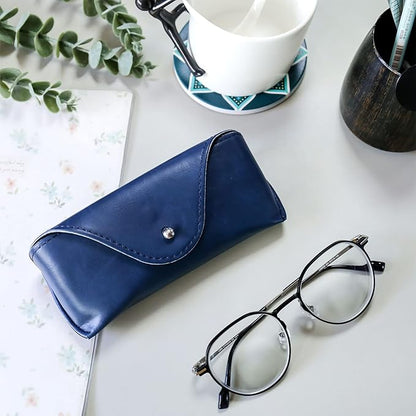 LogHog Portable Leather Glasses Case,Flexible Sunglasses Pouch Slim Case for Women Men Horizontal Eyeglass Case