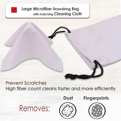 MyEyeglassCase® Large Hard Sunglasses Case | fits Large curved Sunglasses, with microfiber bag and cleaning cloth