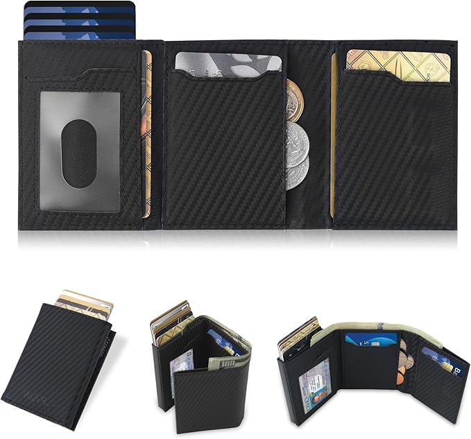 Wallet for Men,Trifold Wallets for Men Holds 12 Cards,20 Bills,ID Window | Ridge wallets for men,Minimalist Pop Up Wallet for Men-RFID Blocking Mens Trifold Wallet(Men's Gifts)