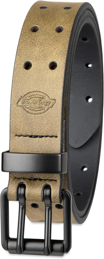 Dickies Men's Double Prong Leather Work Belt – Fully Adjustable, Regular & Big and Tall Sizes