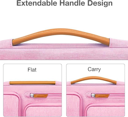 MOSISO 360 Protective Laptop Case 16 inch, 15-15.6 inch Laptop Sleeve Compatible with MacBook Pro 16, HP Acer Dell Lenovo ASUS, Side Open Carrying Case with 4 Zipper Pockets&Handle, Pink