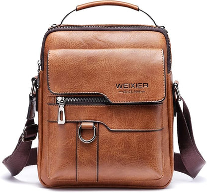 Zipper Buckle Leather Messenger Bag Crossbody Shoulder Bag Vintage Handle Bags | Zipper, Buckle, Leather, Vintage