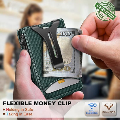 BULLIANT Men Wallet,Magnetic Metal Wallet Money Clip 9Cards Pop-up Access RFID Blocking