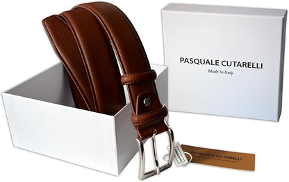 Mens Plain Smooth Italian Dress Leather Belt