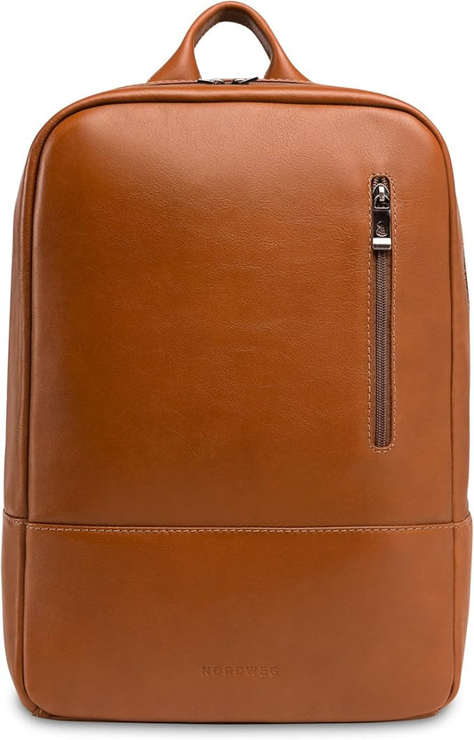 Nordweg Nomad Leather Laptop Backpack NW089A – Lightweight Daypack for Work & Travel – Fits Laptops up to 15.6” (Caramel)