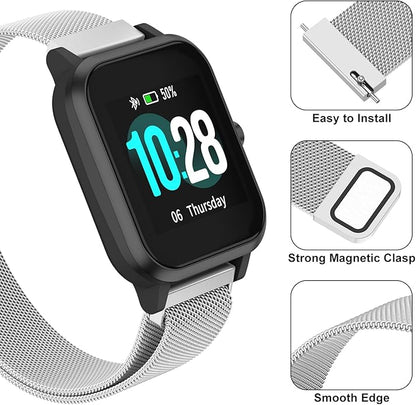 Vanjua 18mm 19mm 20mm 22mm Watch Band Quick Release Replacement Wristbands, Stainless Steel Metal Mesh Loop Adjustable Magnetic Replacement Straps Bands for Men Women