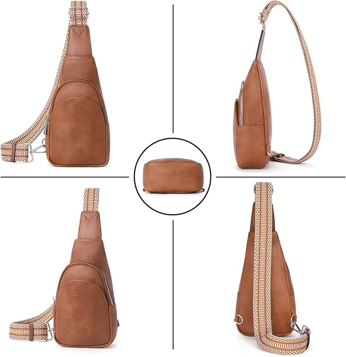 CLUCI Small Sling Bag for Women, Vegan Leather Fanny Pack Crossbody Bags for Women, Chest Bag With Guitar Strap